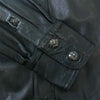 CHROME HEARTS クロムハーツ（原本無） フレアニー クロスボタン レザー シャツ ブラック系 M【中古】