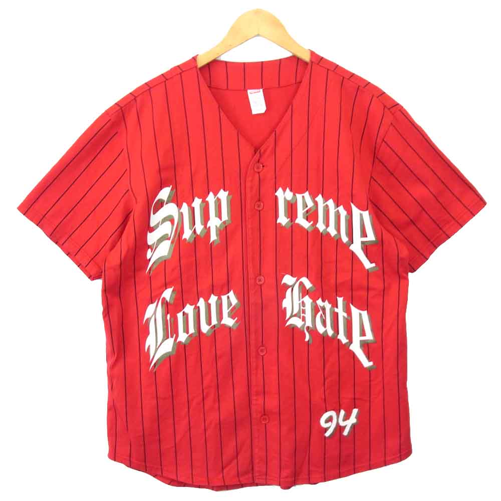 Supreme シュプリーム 19AW LOVE HATE BASEBALL JERSEY ベースボールシャツ レッド系 L【中古】