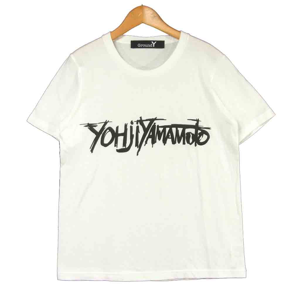 Yohji Yamamoto ヨウジヤマモト GD-T31-070 グラフィック ロゴ プリント 半袖 Tシャツ ホワイト系 1【美品】【中古】