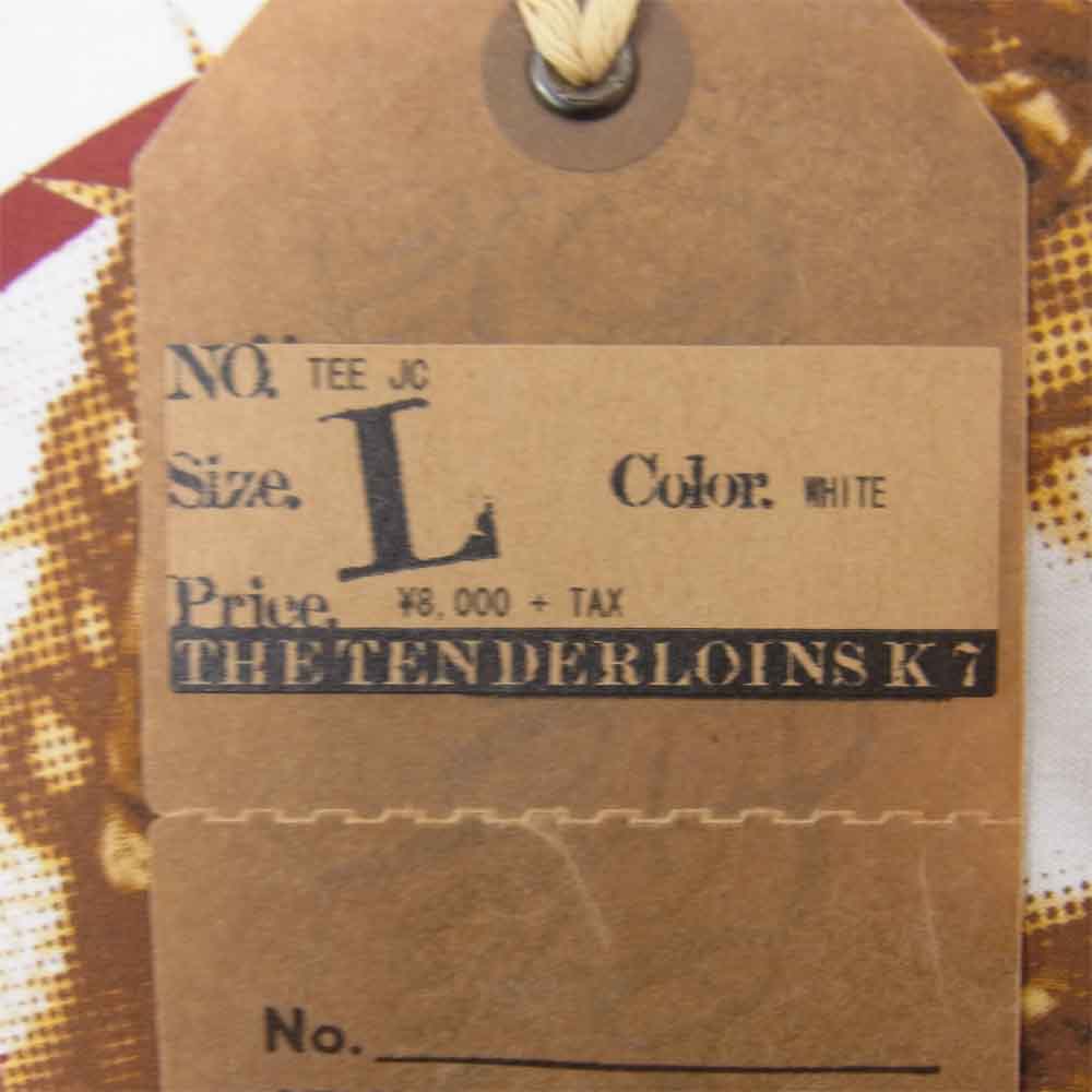 TENDERLOIN テンダーロイン T-TEE JC プリント 半袖 Tシャツ ホワイト系 L【新古品】【未使用】【中古】