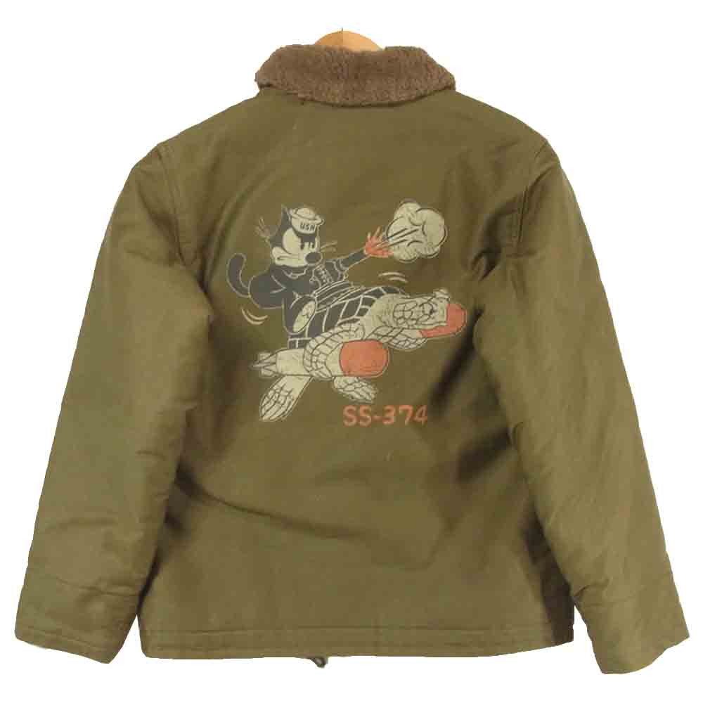 TOY'S McCOY トイズマッコイ TMJ1431 N-1 FELIX SS-374 ロガーヘッド フィリックス ワッペン バックプリント デッキ ジャケット カーキ系 34【新古品】【未使用】【中古】