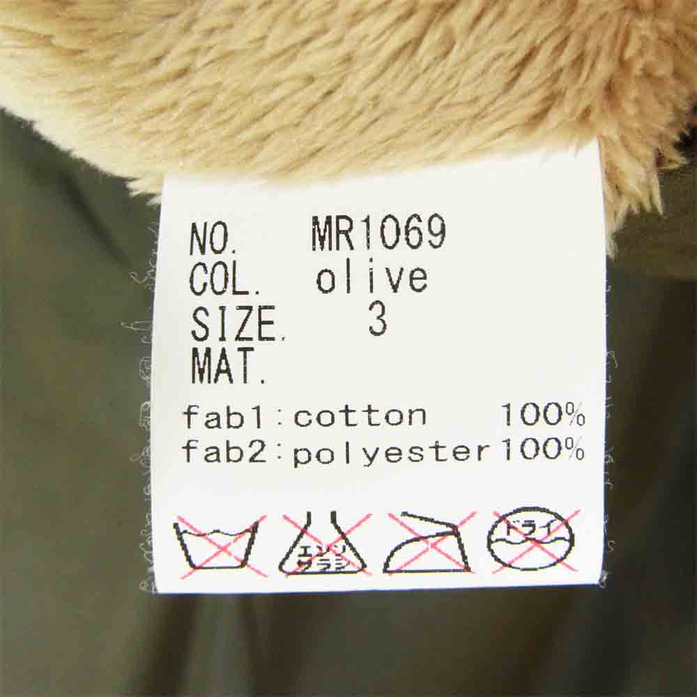 メルフ mr1069 The British Millerain 裏ボア フリース オイルドコットン ジャケット オリーブ系 3【中古】