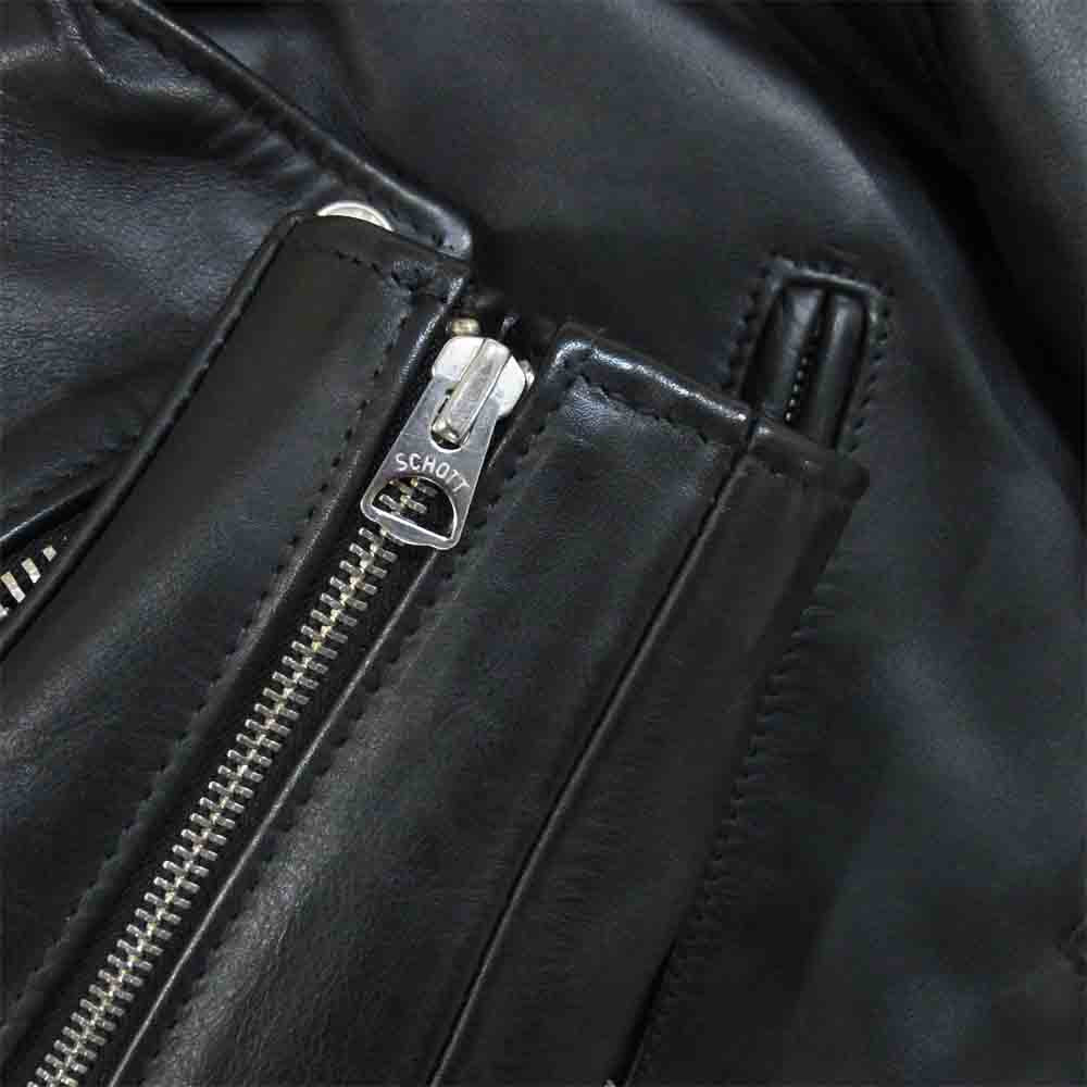 schott ショット パーフェクト ダブル レザー ライダース ジャケット PERFCCTO ブラック系 34【中古】