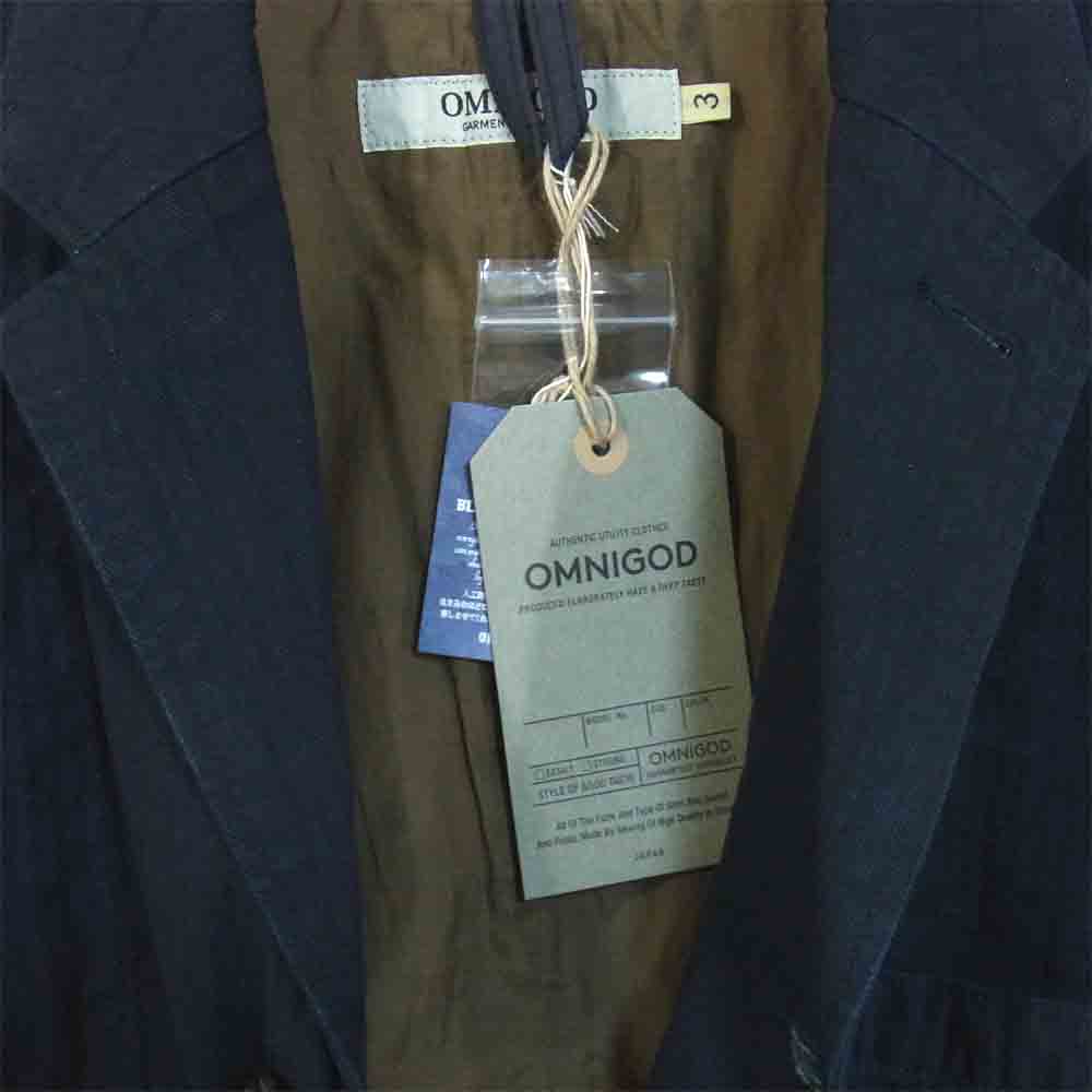 OMNIGOD オムニゴッド 58-0218S2983 インディゴ ヘリンボーン エンジニア ジャケット ダークネイビー系 3【新古品】【未使用】【中古】