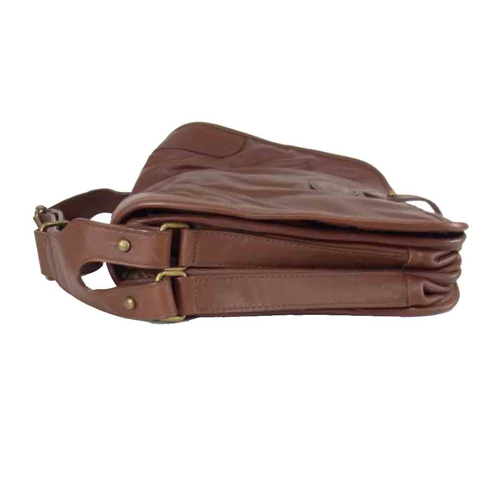 RALPH LAUREN ラルフローレン レザー メッセンジャー ショルダー バッグ ブラウン系【中古】