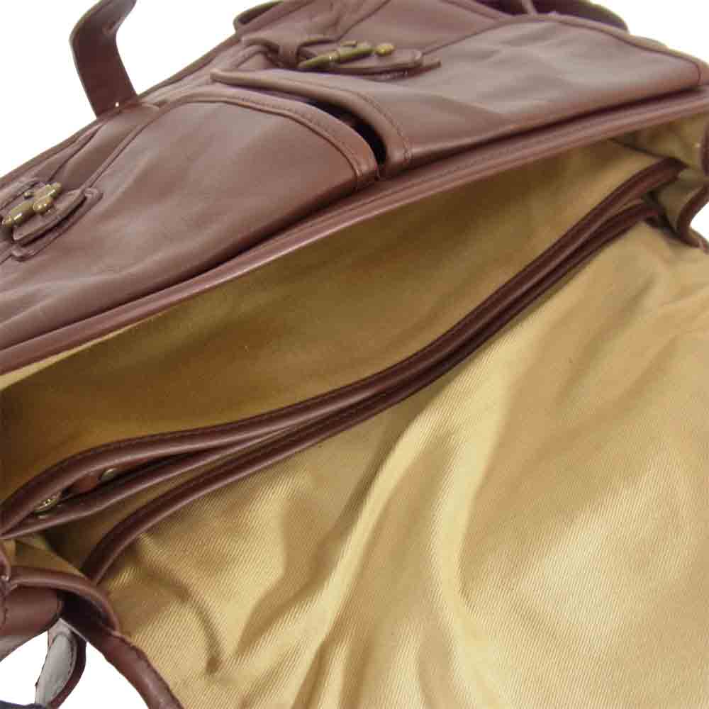 RALPH LAUREN ラルフローレン レザー メッセンジャー ショルダー バッグ ブラウン系【中古】