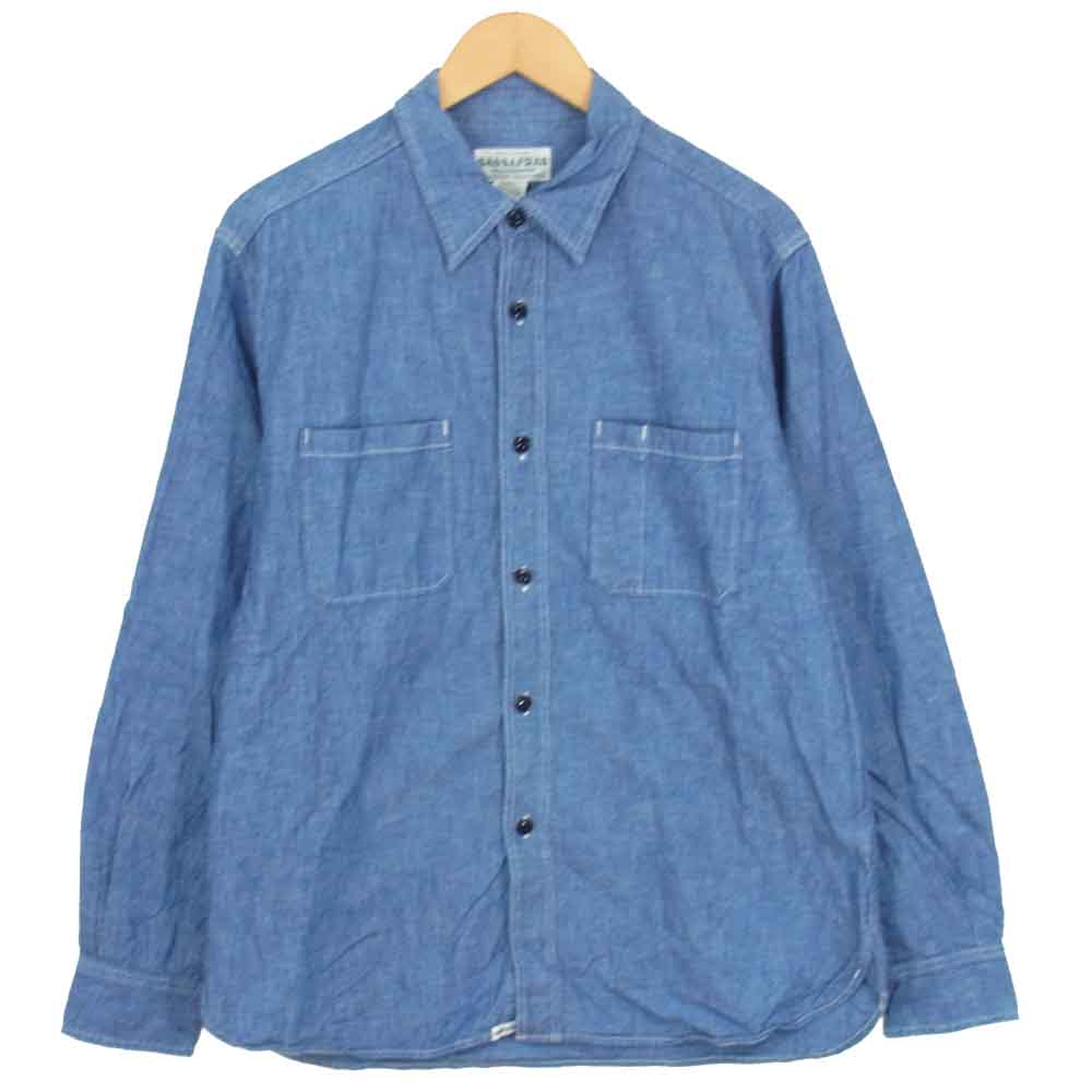 SASAFRAS ササフラス 長袖 コットン シャツ インディゴブルー系 L【中古】
