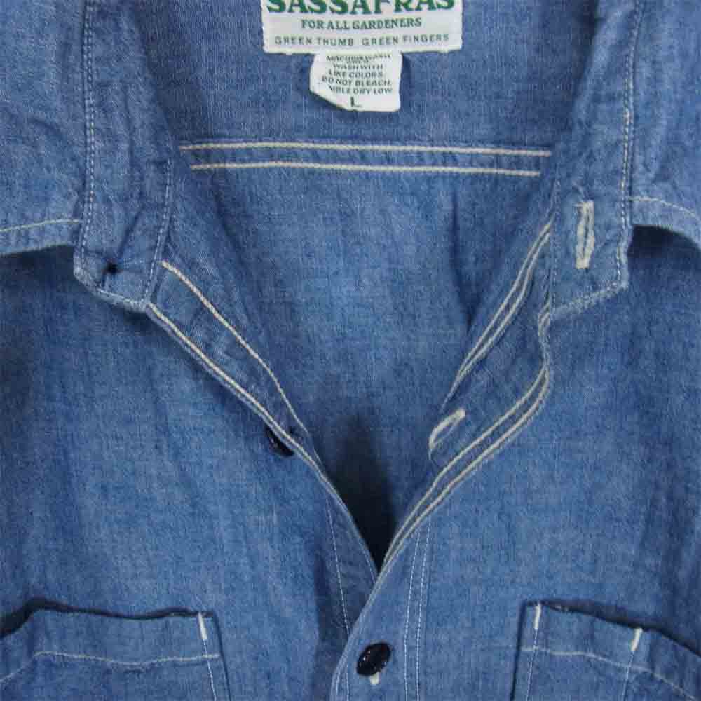 SASAFRAS ササフラス 長袖 コットン シャツ インディゴブルー系 L【中古】