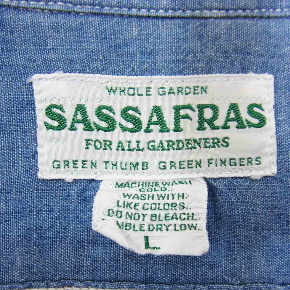 SASAFRAS ササフラス 長袖 コットン シャツ インディゴブルー系 L【中古】