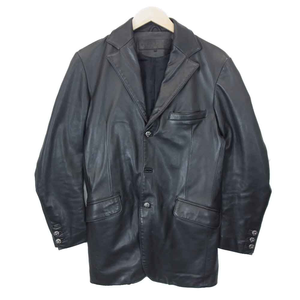 CHROME HEARTS クロムハーツ（原本無） クロスボール ボタン レザー テーラードジャケット ブラック系 S【中古】