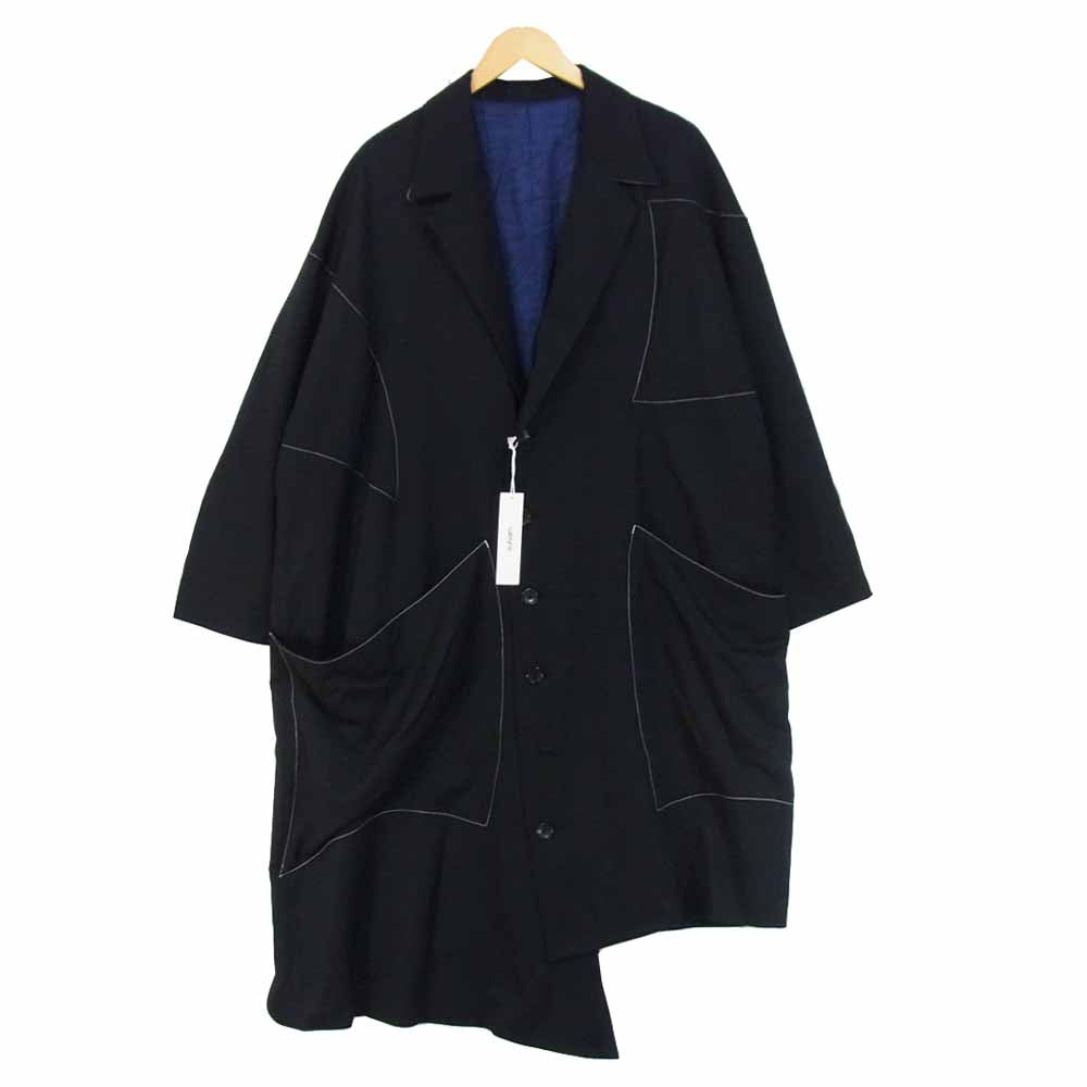 サルバム 20AW SM-CO1-100 Gabardine over coat ウールギャバジン アシンメトリー オーバーコート ブラック系 M【中古】