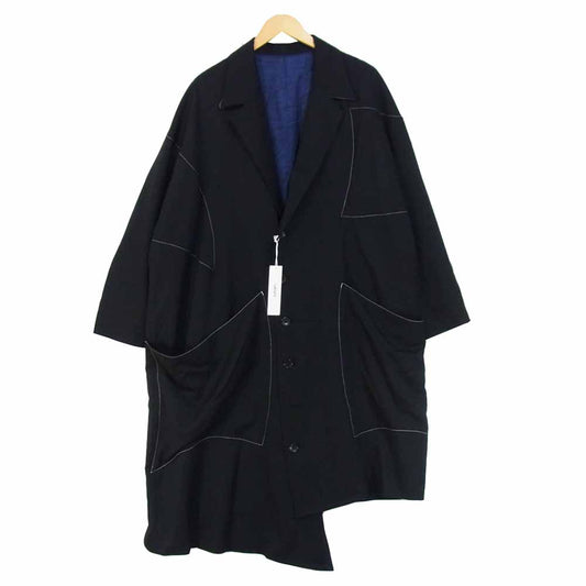 サルバム 20AW SM-CO1-100 Gabardine over coat ウールギャバジン アシンメトリー オーバーコート ブラック系 M【中古】