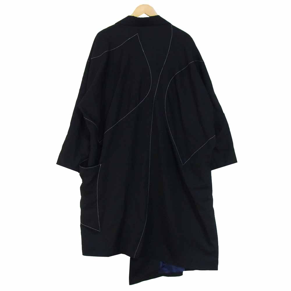 サルバム 20AW SM-CO1-100 Gabardine over coat ウールギャバジン アシンメトリー オーバーコート ブラック系 M【中古】