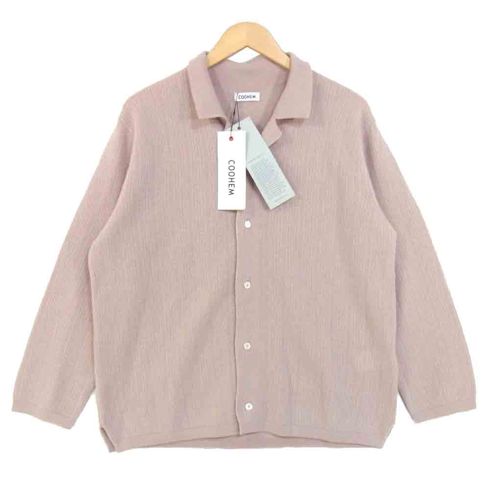 コーヘン 30-204-005 CASHMERE STRIPE KNIT SHIRT カシミヤ100％ ストライプ ニット シャツ 41ベージュ 3【新古品】【未使用】【中古】