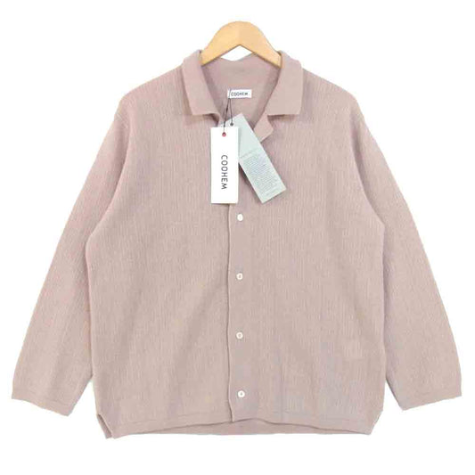 コーヘン 30-204-005 CASHMERE STRIPE KNIT SHIRT カシミヤ100％ ストライプ ニット シャツ 41ベージュ 3【新古品】【未使用】【中古】