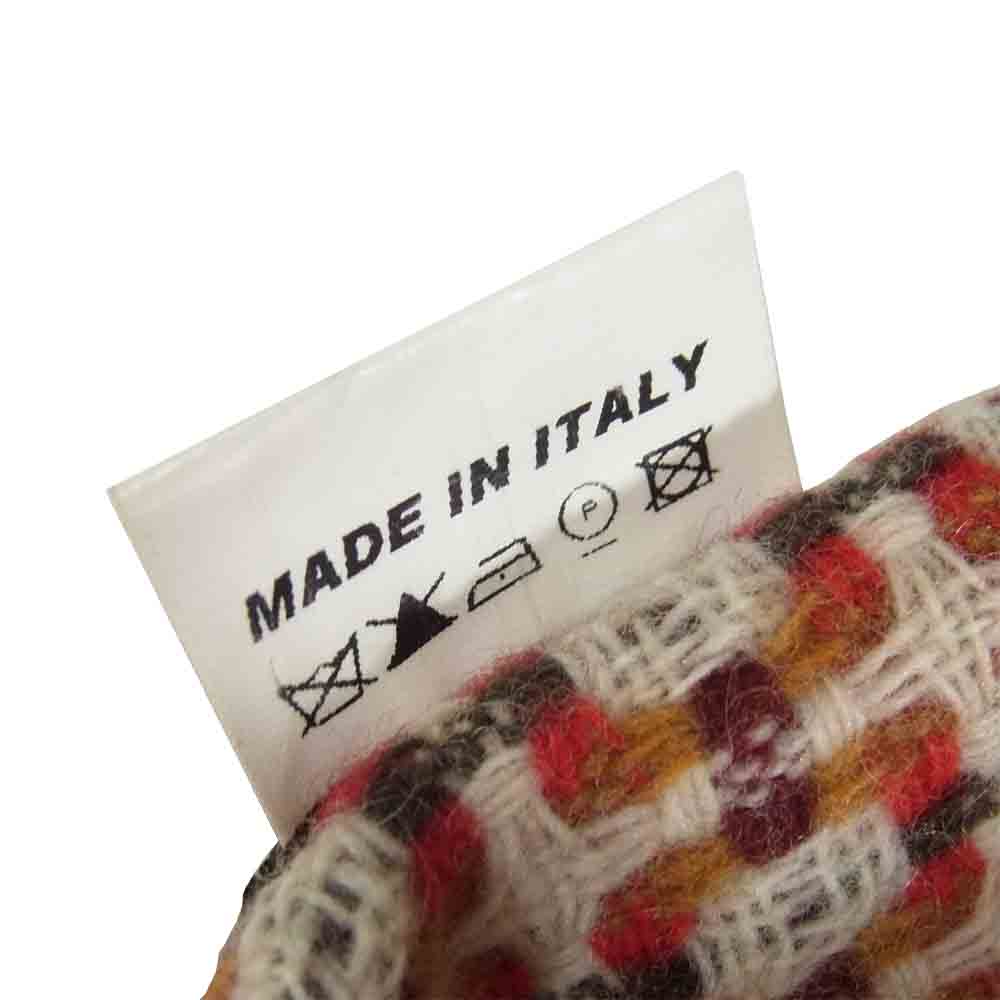 マリオマッティオ 総柄 ウール ストール イタリア製 オレンジ系【中古】