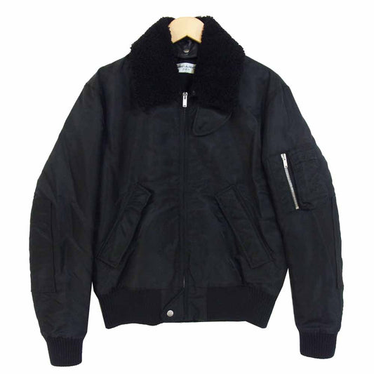SAINT LAURENT サンローラン 535230 Y722T 国内正規品 BOMBER ARMY JACKET 着脱可能 襟リアルムートンレザー アーミー ボンバージャケット ブラック系 46【美品】【中古】