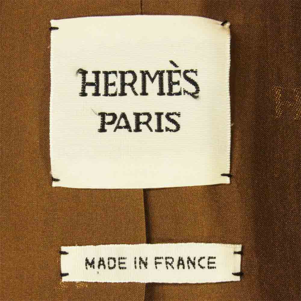 HERMES エルメス 3B 裏地シルク ウール ジャケット フランス製 ブラウン系 36【中古】