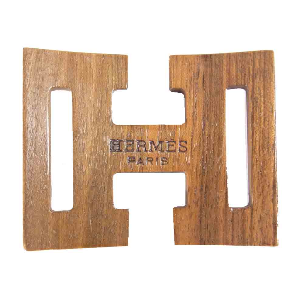 HERMES エルメス ウッド スカーフ バックル ブラウン系【中古】