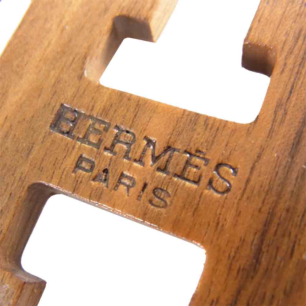 HERMES エルメス ウッド スカーフ バックル ブラウン系【中古】