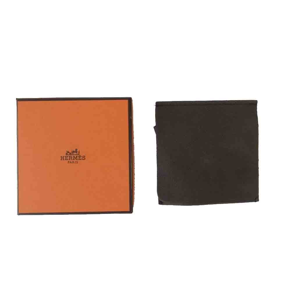 HERMES エルメス バッファロー シルバー ピアス ブラウン系【中古】