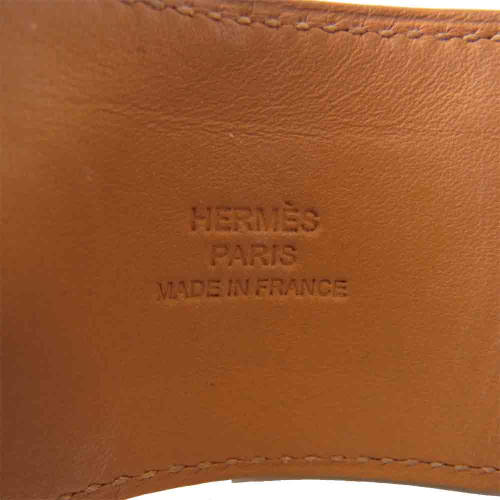 HERMES エルメス ボックス カーフ レザー コリエドシアン T刻印 シルバー ホワイト バングル ブレスレット サイズS ホワイト系【中古】