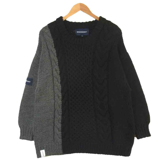 DESCENDANT ディセンダント ARAN WOOL KNIT アラン ウール ニット ブラック系 グレー系 3【美品】【中古】