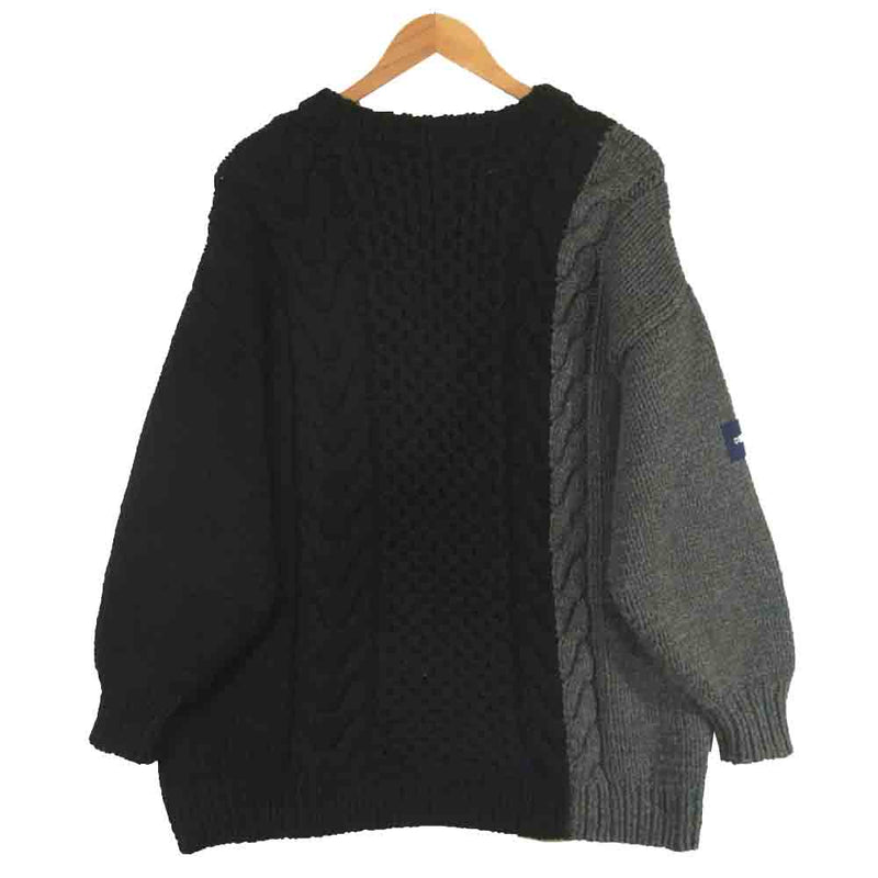 DESCENDANT ディセンダント ARAN WOOL KNIT アラン ウール ニット ブラック系 グレー系 3【美品】【中古】