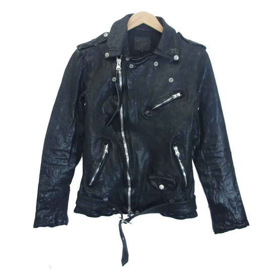 イサムカタヤマ バックラッシュ 1773-07 JAPAN SHOULDER GARMENT-DYED DOUBLE RIDERS ジャパン ショルダー ダブル ライダース ブラック系 S 1【新古品】【未使用】【中古】