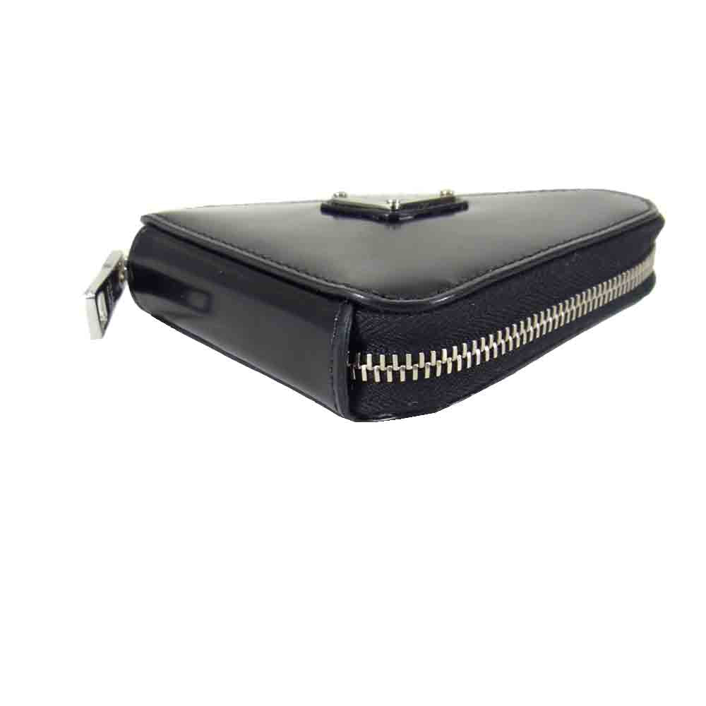 PRADA プラダ 21SS 1TL433 ブラッシュドレザー トライアングル ミニポーチ ブラック系【極上美品】【中古】