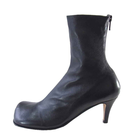 BOTTEGAVENETA ボッテガヴェネタ 610238 ブロック レザー スクエア トゥ ブーツ ブラック系 36【美品】【中古】