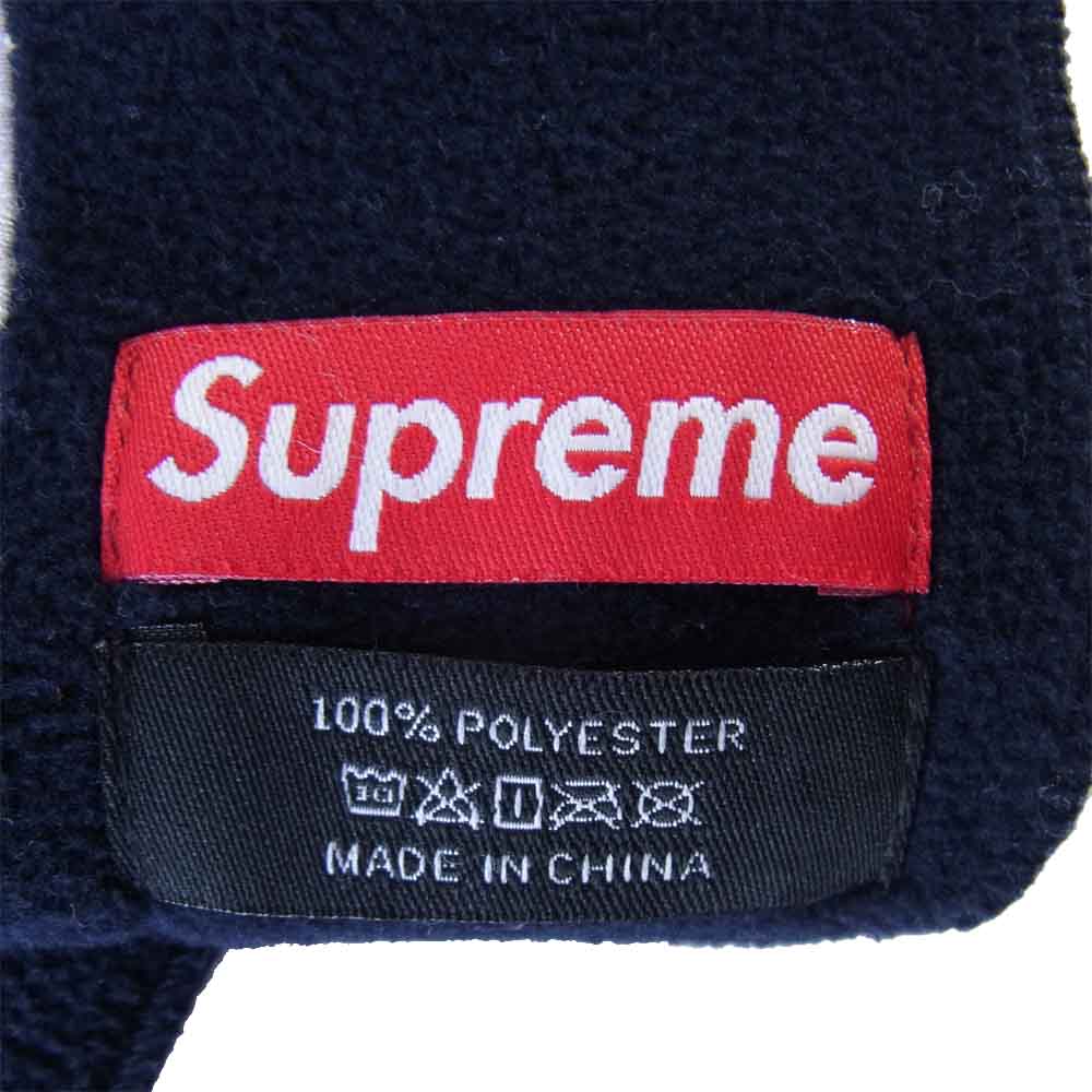 Supreme シュプリーム 17AW Polartec Logo Scarf ロゴ刺繍 フリース ストール マフラー ネイビー系【美品】【中古】