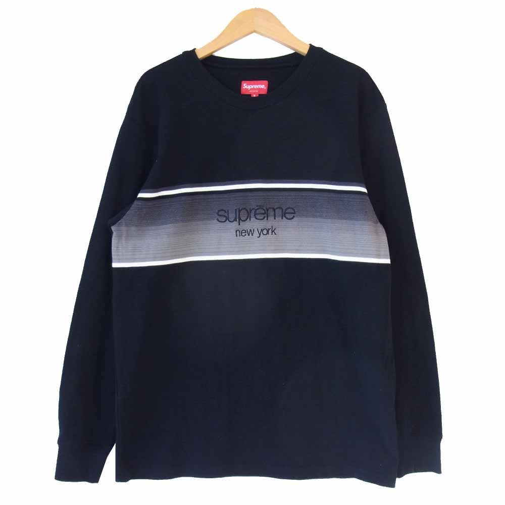 Supreme シュプリーム 18SS Shadow Stripe L/S Top シャドー ストライプ トップ ブラック系 S【中古】