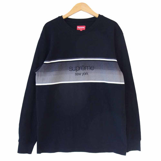 Supreme シュプリーム 18SS Shadow Stripe L/S Top シャドー ストライプ トップ ブラック系 S【中古】
