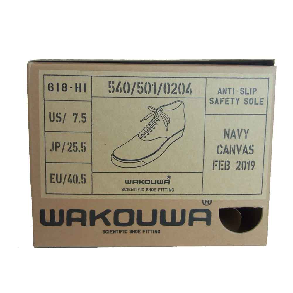アナトミカ 540-501-020 WAKOUWA ワクワ HI WHITE SOLE ハイカット デッキシューズ スニーカー ブルー系 ネイビー系 25.5【新古品】【未使用】【中古】