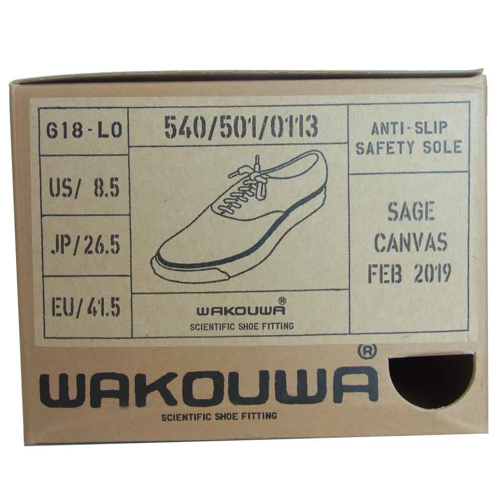アナトミカ 540-501-0113 WACOUWA ワクワ LOW WHITE SOLE デッキシューズ ローカット スニーカー カーキ系 26.5cm【新古品】【未使用】【中古】