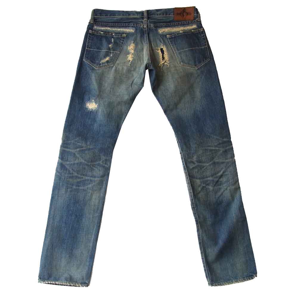 HYSTERIC GLAMOUR ヒステリックグラマー 4AP-2093 × tetei テテイ クラッシュ加工 スタッズ デニム パンツ インディゴブルー系 32【中古】