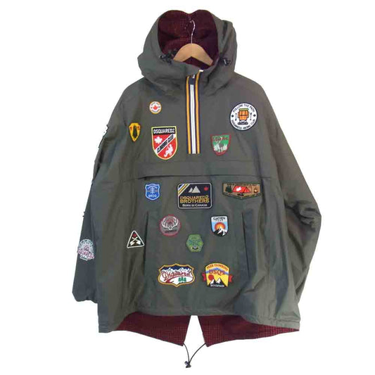 DSQUARED2 ディースクエアード SPORTS JACKET 961 K-Way リバーシブル ワッペン ウィンドブレーカー アノラック カーキ系 L【美品】【中古】
