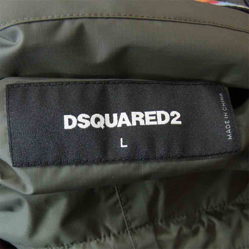 DSQUARED2 ディースクエアード SPORTS JACKET 961 K-Way リバーシブル ワッペン ウィンドブレーカー アノラック カーキ系 L【美品】【中古】