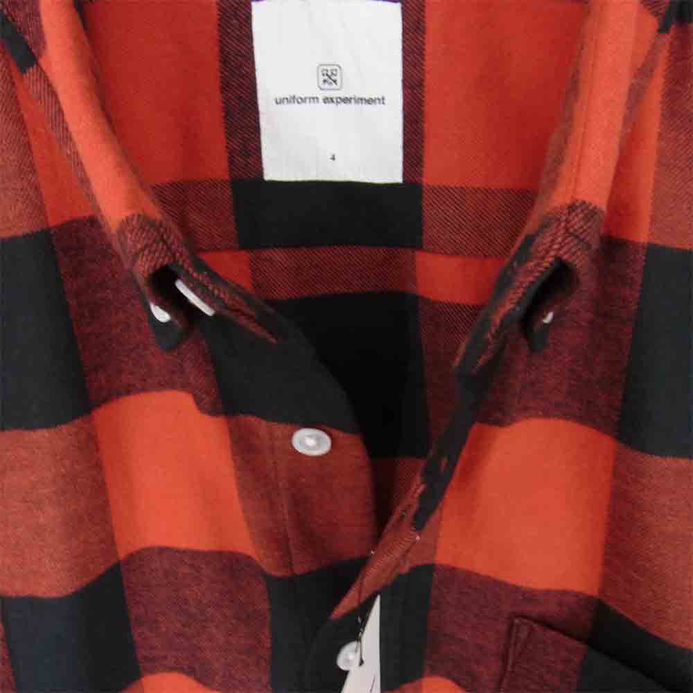uniform experiment ユニフォームエクスペリメント UE-202051 FLANNEL CHECK DRIPPING B.D SHIRT フランネル ドリッピング ボタンダウン チェック シャツ レッド系 4【新古品】【未使用】【中古】