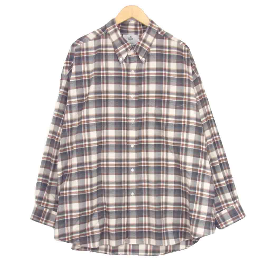 GRAPHPAPER グラフペーパー GM203-50181 Thomas mason トーマスメイソン for gp check oversized bd shirt オーバーサイズ チェック ボタンダウン シャツ グレー系 L【極上美品】【中古】
