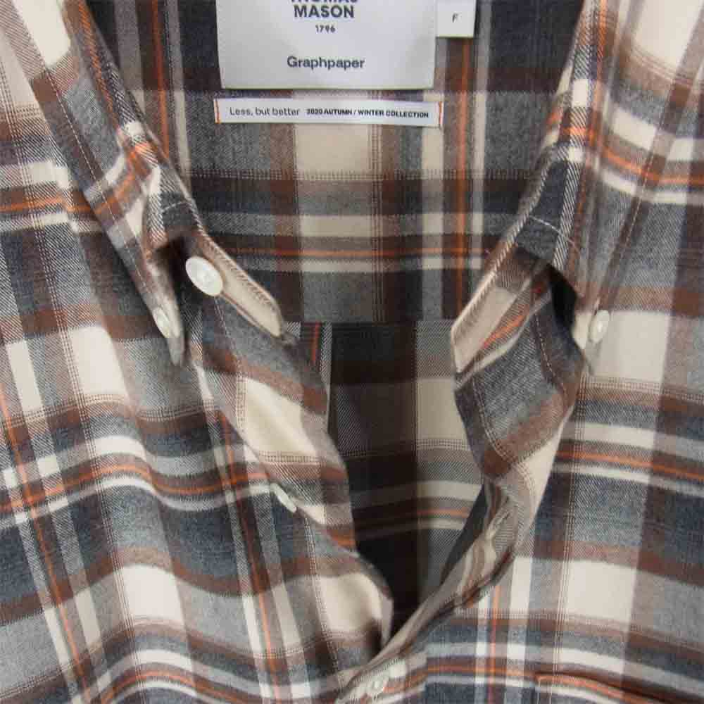 GRAPHPAPER グラフペーパー GM203-50181 Thomas mason トーマスメイソン for gp check oversized bd shirt オーバーサイズ チェック ボタンダウン シャツ グレー系 L【極上美品】【中古】