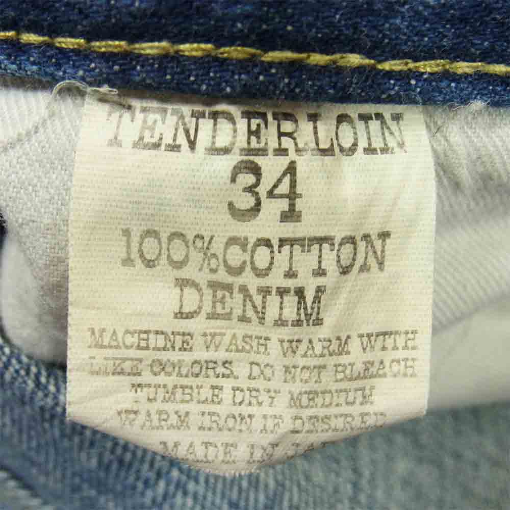 TENDERLOIN テンダーロイン T-RIDER E シンチバック ウォッシュ加工 デニムパンツ インディゴブルー系 34【中古】