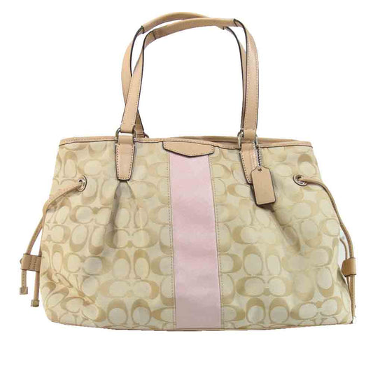 COACH コーチ F28501 シグネチャー トート  バッグ トートバッグ ベージュ系【中古】