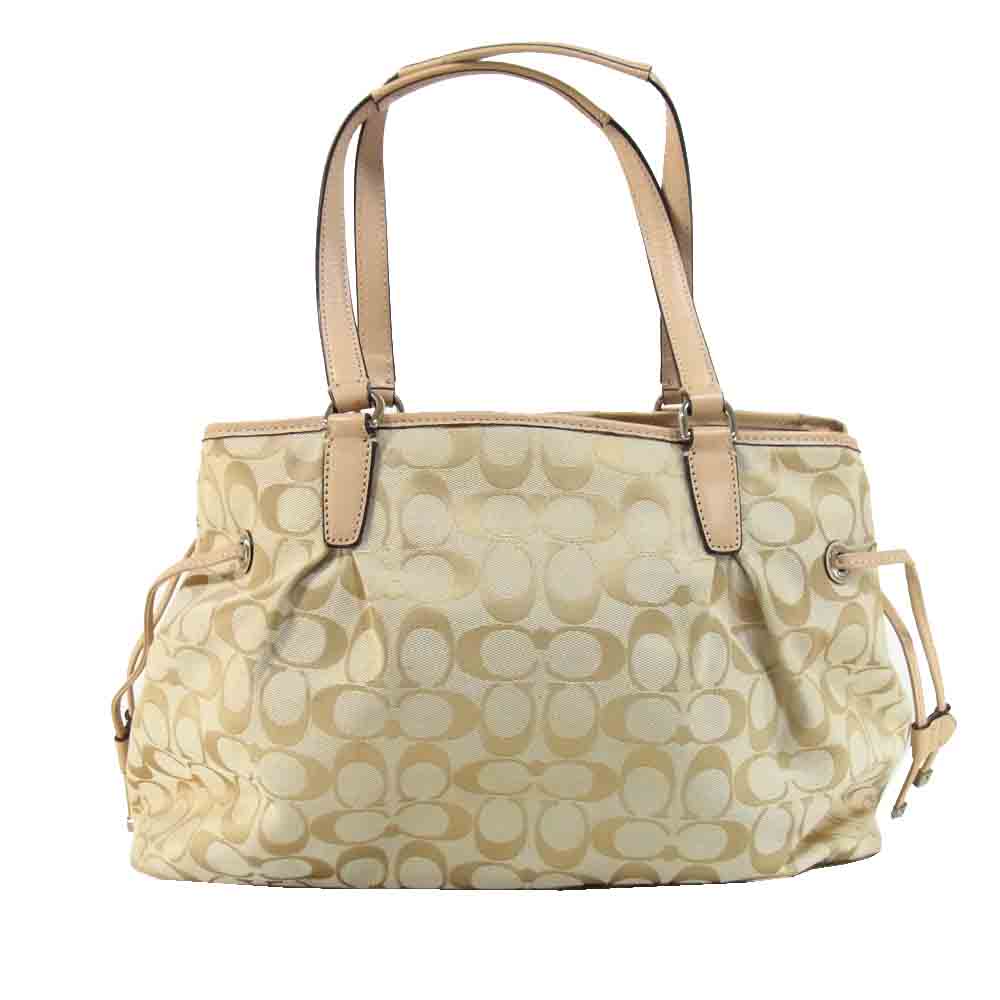 COACH コーチ F28501 シグネチャー トート  バッグ トートバッグ ベージュ系【中古】
