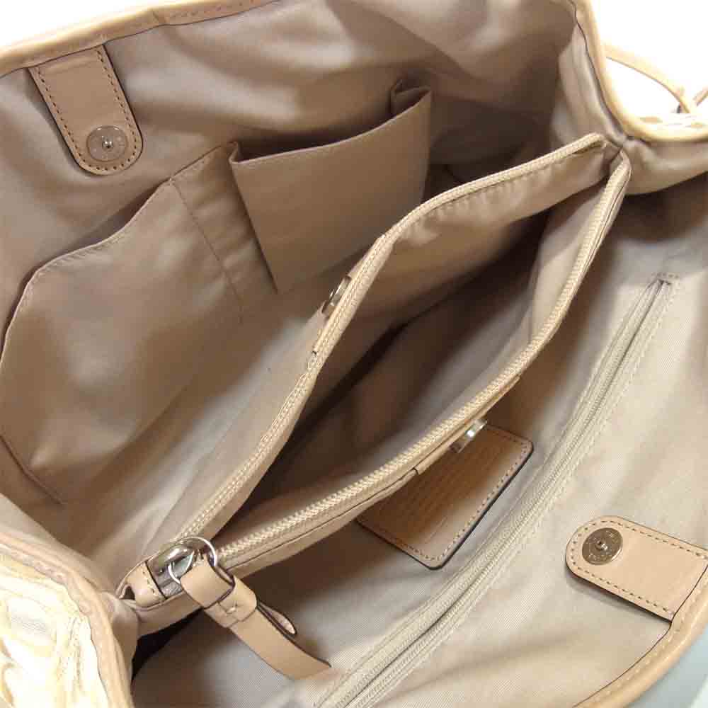 COACH コーチ F28501 シグネチャー トート  バッグ トートバッグ ベージュ系【中古】