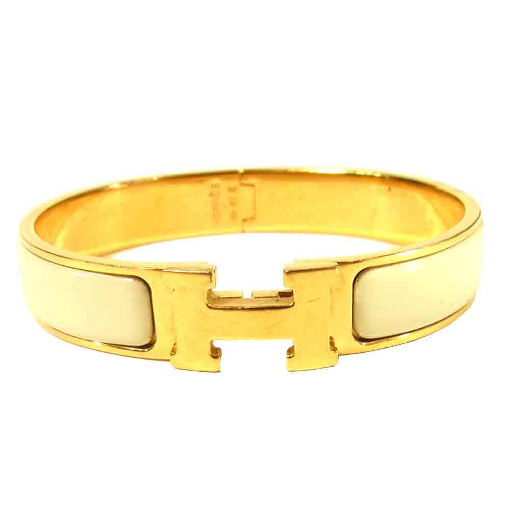 HERMES エルメス クリック クラック PM バングル ゴールド系 ホワイト系【中古】