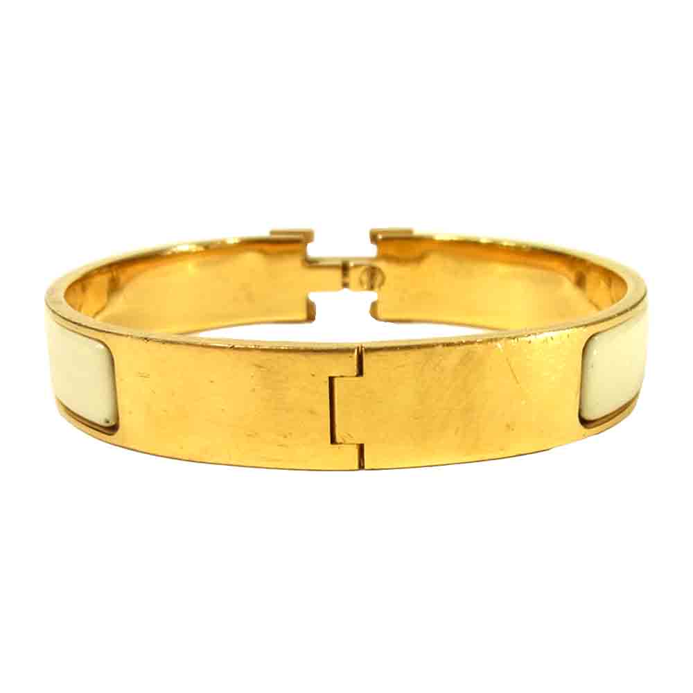 HERMES エルメス クリック クラック PM バングル ゴールド系 ホワイト系【中古】