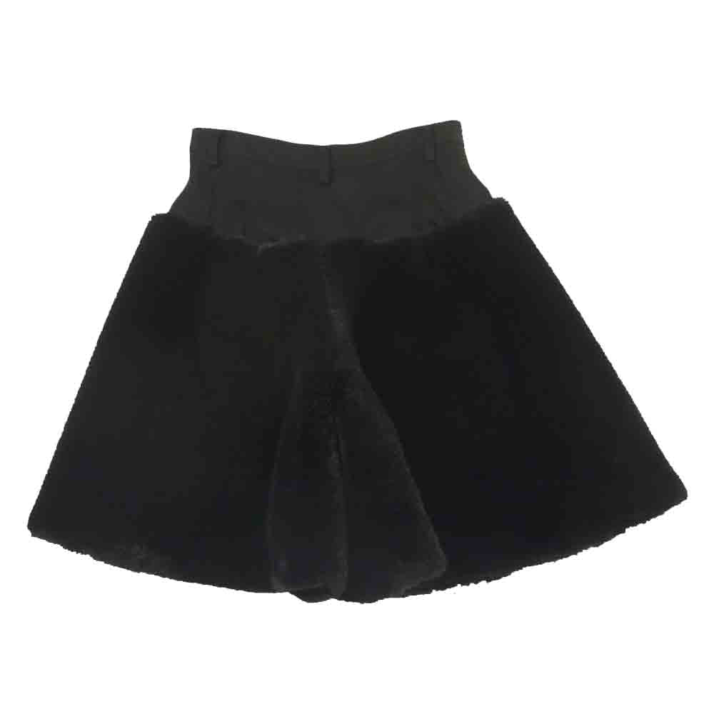 ノワール ケイニノミヤ 3R-S002 AD2017 フェイクファー 切替 キュロット スカート パンツ ブラック系 S【美品】【中古】