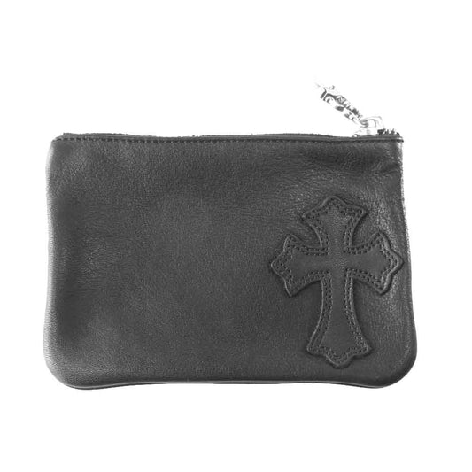 CHROME HEARTS クロムハーツ（原本無） ジッパー チェンジ パース クロスパッチ 小銭入れ ブラック系【美品】【中古】
